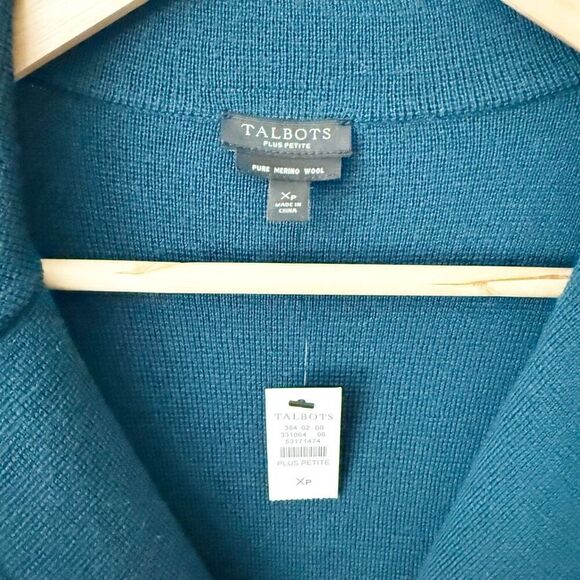 TALBOTS | NWT Cardigan Sweater Blazer Jacket Dark Teal Merino Wool | 0X Petite - Picture 5 of 8